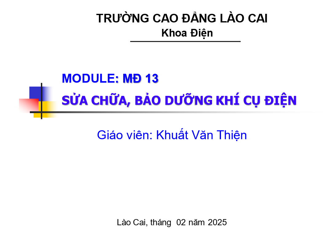 Sửa chữa, bảo dưỡng khí cụ điện