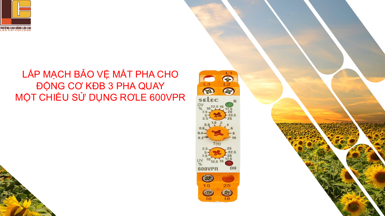 2.1. LẮP MẠCH BẢO VỆ MẤT PHA CHO ĐỘNG CƠ KĐB 3 PHA QUAY MỘT CHIỀU SỬ DỤNG RƠ LE 600VPR